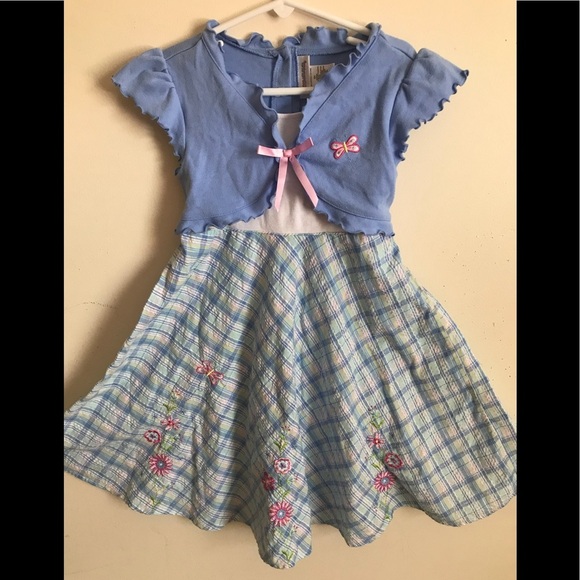 Rare 1980’s Gingham Butterfly appliqué Dress - Picture 1 of 8